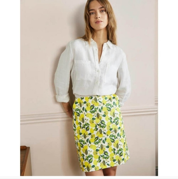 Boden Dresses & Skirts - Boden  Yellow and Green Lemon Print A line Skirt Size 8R